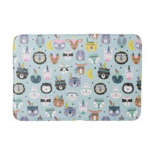 Cute Tribal Face Pattern Bath Mat