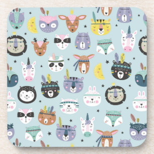 Cute Tribal Face Pattern Coaster