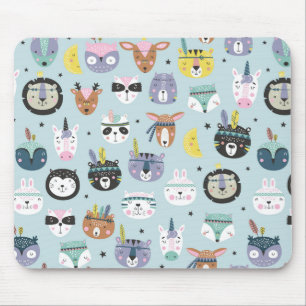 Cute Tribal Face Pattern Mouse Pad
