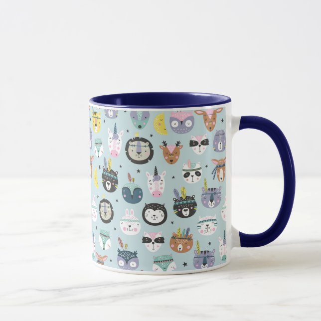 Cute Tribal Face Pattern Mug (Right)
