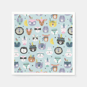 Cute Tribal Face Pattern Napkin