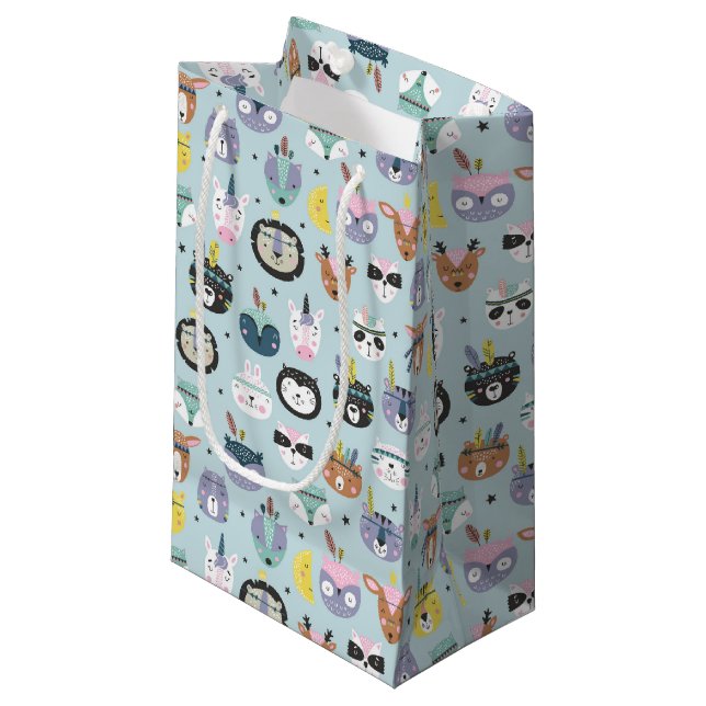Cute Tribal Face Pattern Small Gift Bag (Front Angled)