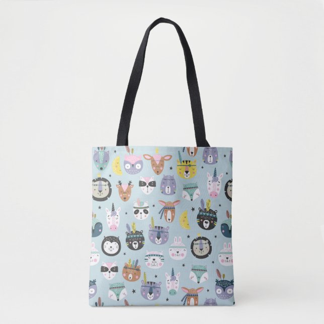 Cute Tribal Face Pattern Tote Bag (Front)