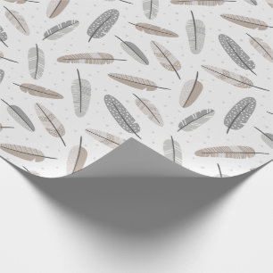 Cute Tribal Feathers in neutral colours on white Wrapping Paper