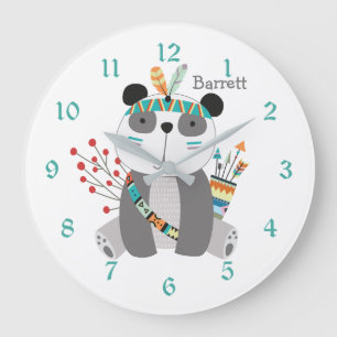Cute Tribal Panda Bear Horloge Personnelle