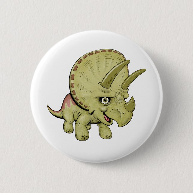 Cute Triceratops 2 Inch Round Button (Front)