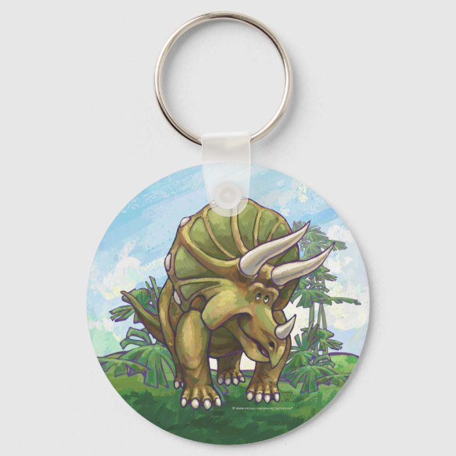 Cute Triceratops Art Keychain (Front)
