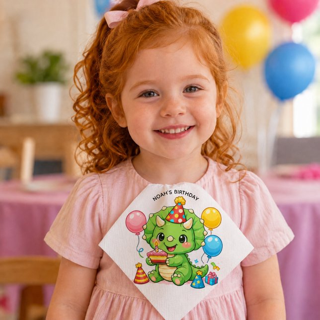 Cute Triceratops Birthday Napkin (Creator Uploaded)