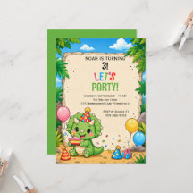 Cute Triceratops Birthday Party Invitation