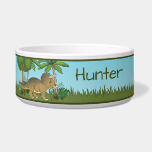 Cute Triceratops Dinosaur Tropical Forest And Name
