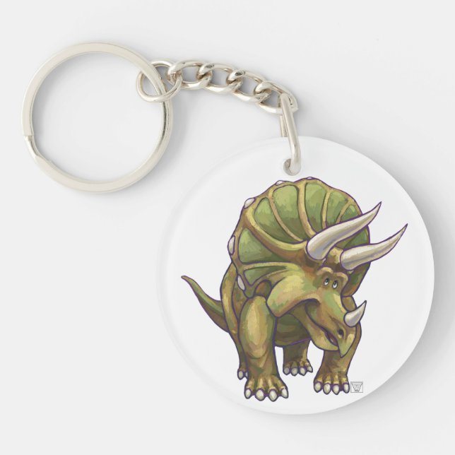 Cute Triceratops Heads and Tails Keychain (Front)