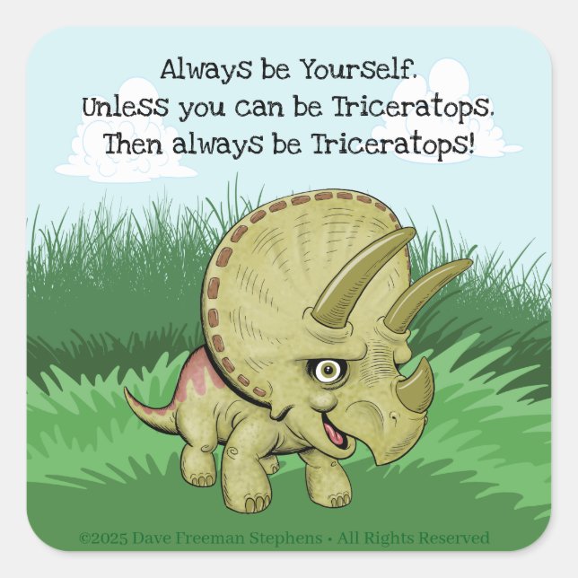 Cute Triceratops Square Sticker (Front)