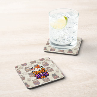 Cute Trick or Treat Ghost Halloween Coaster