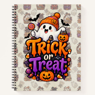 Cute Trick or Treat Ghost Halloween Notebook