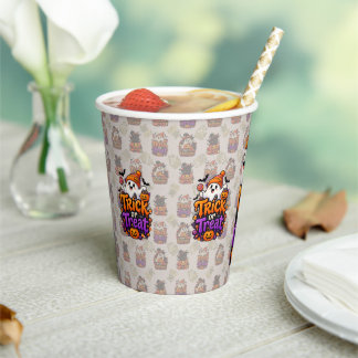 Cute Trick or Treat Ghost Halloween Paper Cup