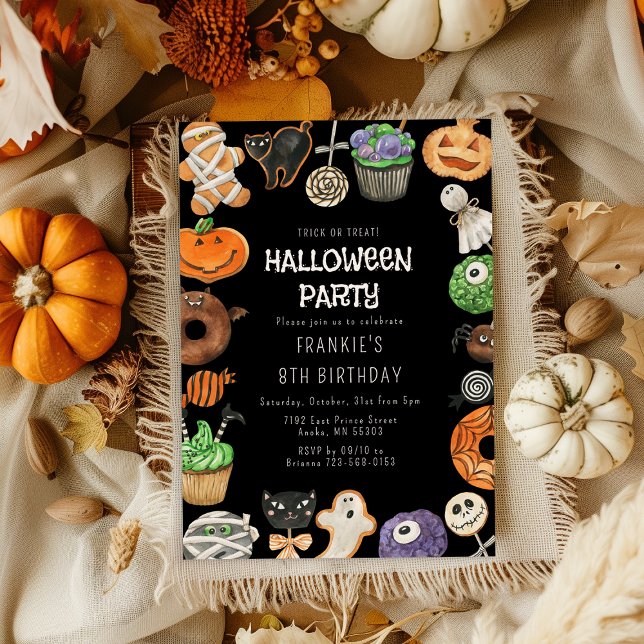Cute Trick Or Treat Halloween Birthday Invitation (Creator Uploaded)