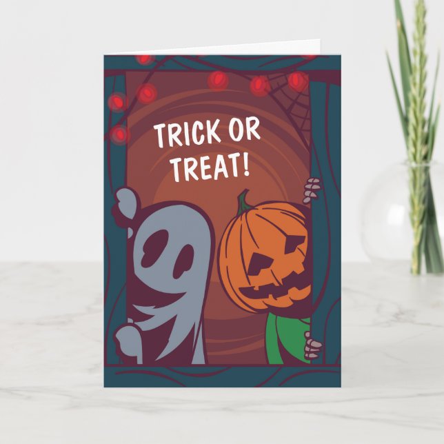 Cute Trick or Treat Halloween Greeting Card (Front)