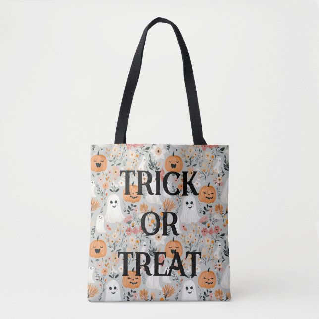 Cute Trick or Treat Halloween Tote Bag (Front)
