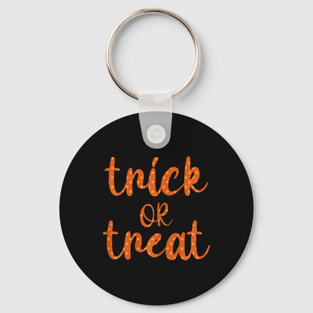 Cute Trick Or Treat Polkadots Halloween Design  Keychain (Front)