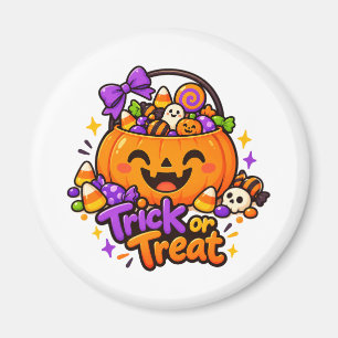 Cute Trick or Treat Pumpkin Candy Halloween Magnet
