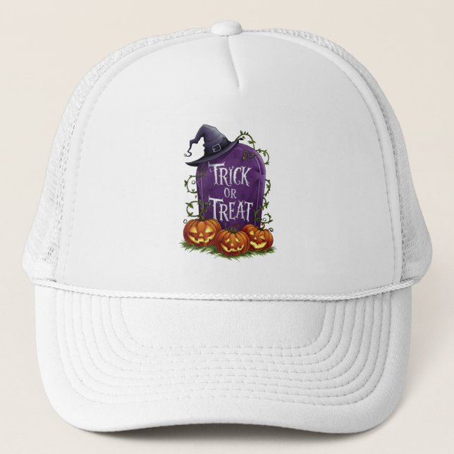 Cute Trick or Treat Pumpkin Trucker Hat (Front)