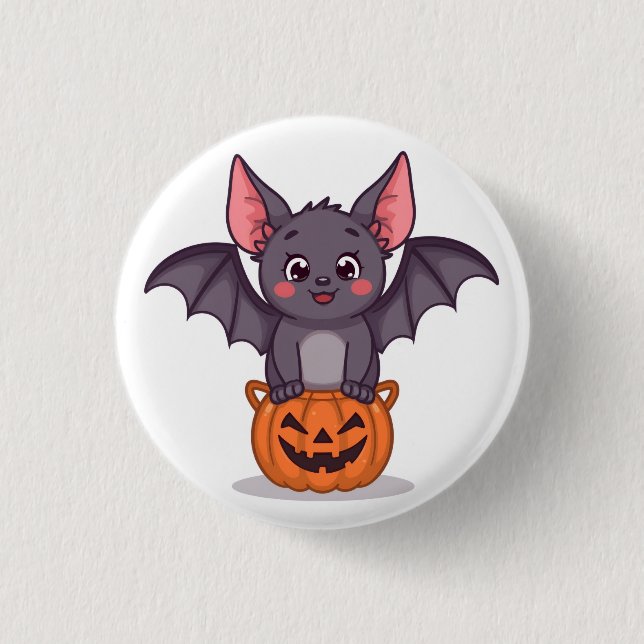 Cute Trick or Treating Bat 1 Inch Round Button (Front)