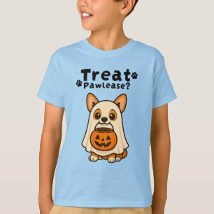 Cute Trick Treat Corgi Dog Ghost  T-Shirt