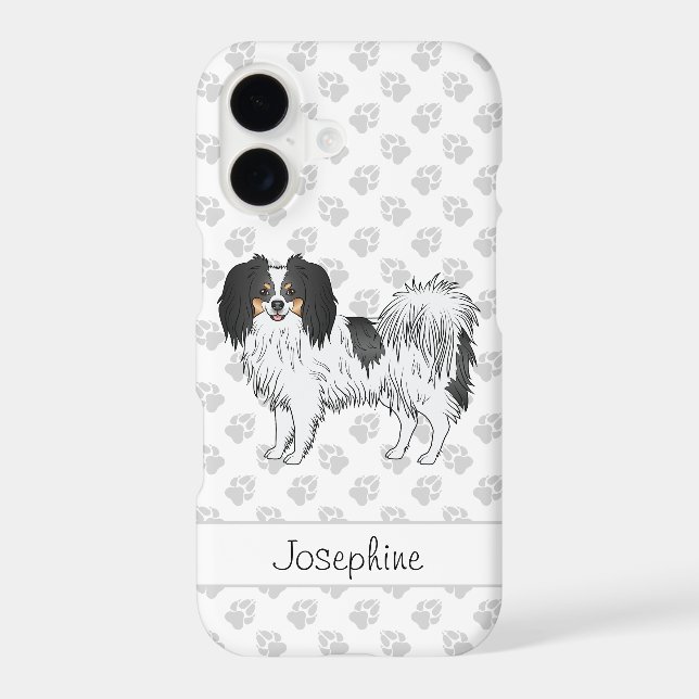 Cute Tricolor Phalène With Paws And Custom Name (Back)