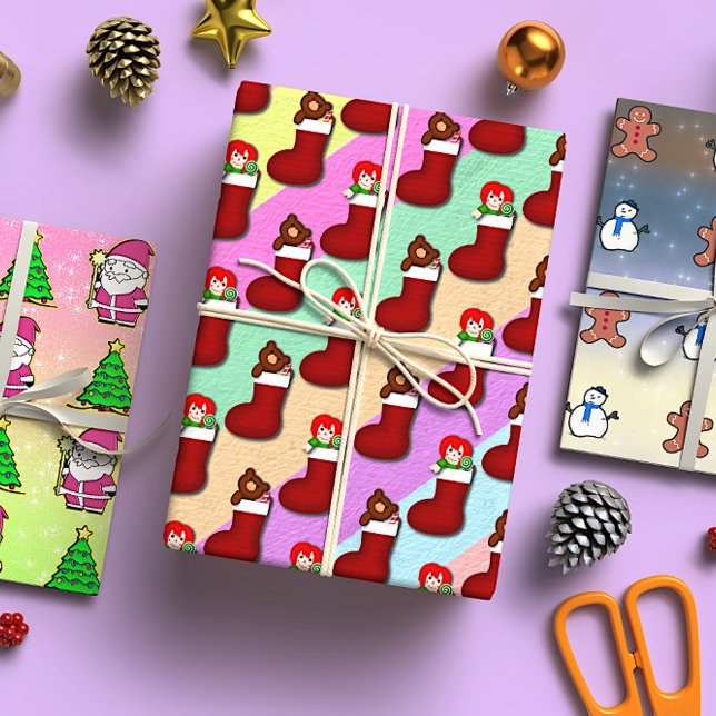 Cute Triple Delight Christmas Wrapping Paper Sheet (Creator Uploaded)