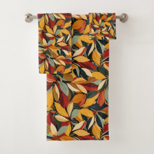 Cute triple leaf tiled pattern  bath towel set