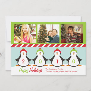 Cute trois images pingouins carte photo de vacance