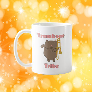 Cute Trombone Cat Illustration Trombone Tribe  Coffee Mug