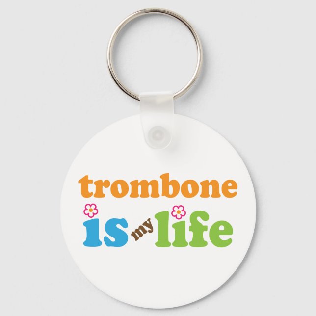 Cute Trombone is My Life Keychain (Front)