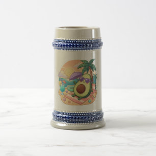 Cute tropical avocado design for summer lovers beer stein