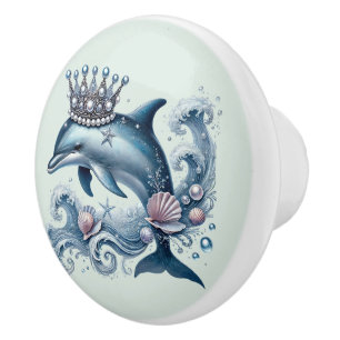 Cute tropical beach house dolphins  ceramic knob