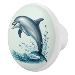 Cute tropical beach house dolphins  ceramic knob