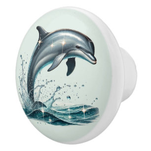 Cute tropical beach house dolphins  ceramic knob