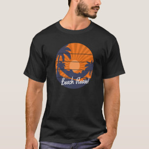 Cute Tropical Beach Please Sunset And Palm Trees   T-Shirt