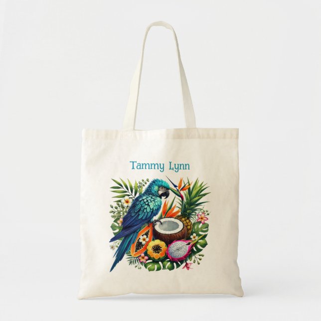 Cute Tropical bird add name  Tote Bag (Front)