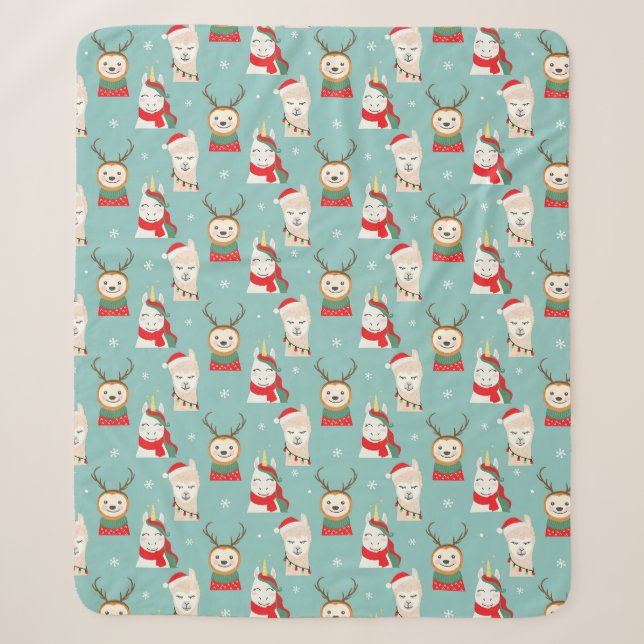 Cute Tropical Christmas Sherpa Blanket (Front)