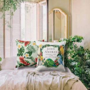 Cute Tropical Exotic baby Parrots Boy Nursery Throw Pillow