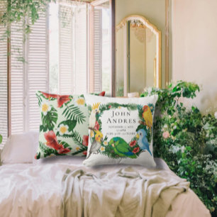 Cute Tropical Exotic baby Parrots Boy Nursery Throw Pillow