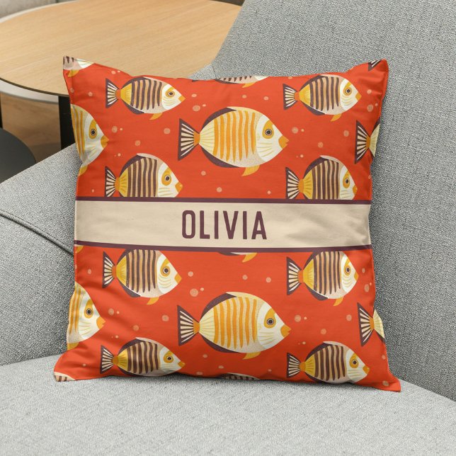 Cute Tropical Fish Pattern  Throw Pillow (Creator Uploaded)