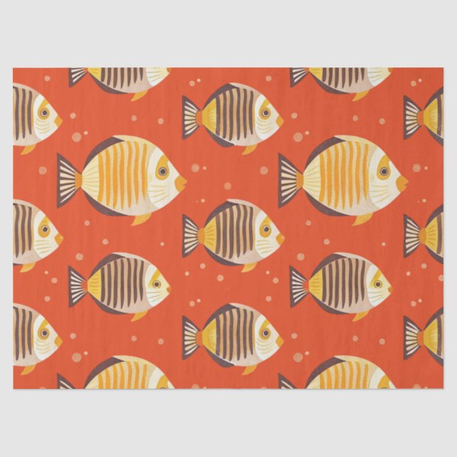 Cute Tropical Fish Pattern  Tissue Paper (Front)