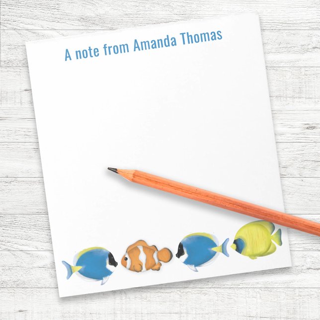 Cute Tropical Fish Personalized Notepad (Tropical fish personalized notepad.)