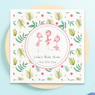 Cute Tropical Flamingo Personalized Baby Shower Napkin
