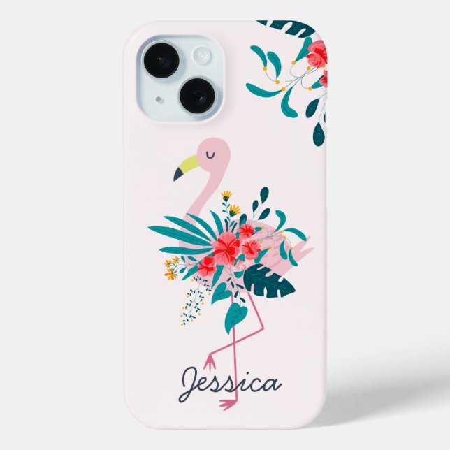 Cute Tropical Floral Flamingo Case-Mate iPhone Case (Back)