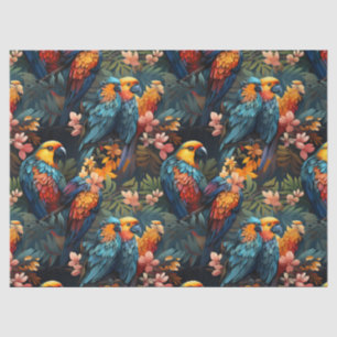 Cute Tropical Floral Jungle Birds Decoupage  Tissue Paper