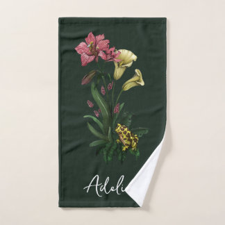 Cute Tropical Frog and Lily Botanical Floral Art Bath Towel Set