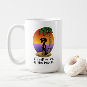 Cute Tropical Island Beach Dachshund (black & tan) Coffee Mug